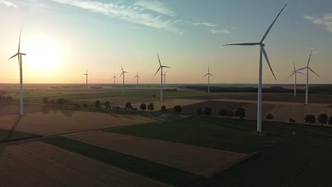 Wind Turbines at Sunset – 4K ProRes Vídeo Stock 341422581