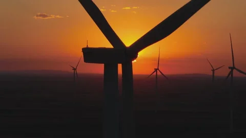 Wind Turbines with Sunset background 스톡 동영상 210776890