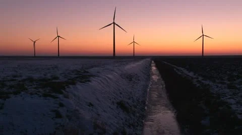Wind turbines at sunset (five) Stock-Footage 10869987