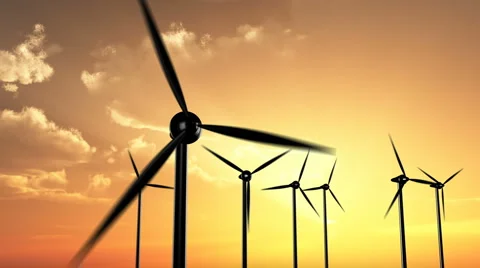 Wind Turbines in Sunset Stock Footage 918221