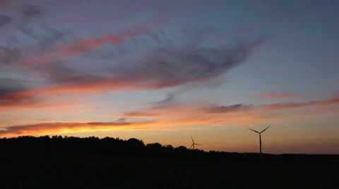 Wind Turbines at Sunset Stock Footage 7745869