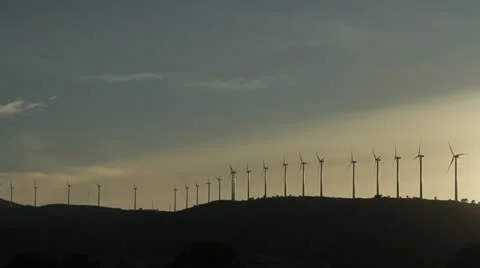 Wind Turbines at sunset Stock Footage 12720022