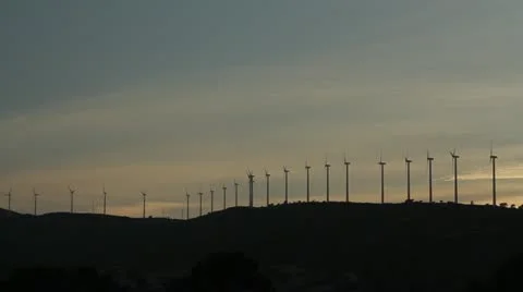 Wind Turbines at sunset Stock Footage 12721582