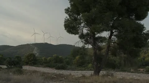Wind Turbines at sunset Stock Footage 12721705