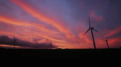 Wind Turbines at Sunset 스톡 동영상 43548187