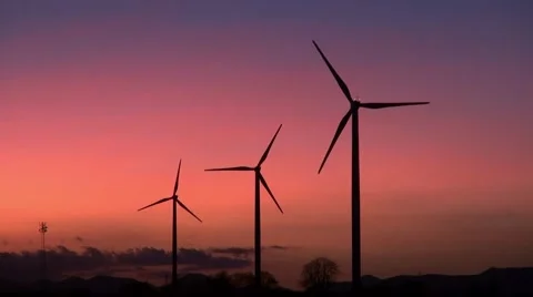 Wind turbines in the sunset Stock Footage 56848821
