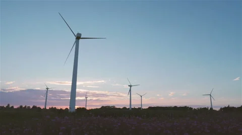 Wind Turbines at Sunset Stock Footage 65128303