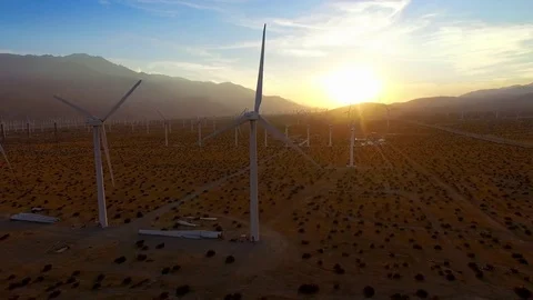 Wind Turbines at Sunset Stock Footage 82475499