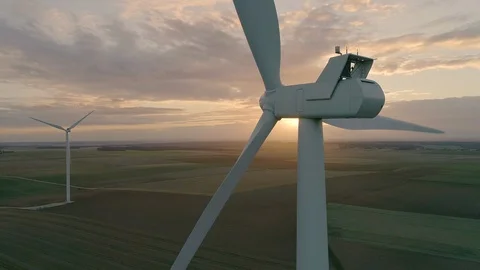 Wind Turbines at sunset Video stock 87491890