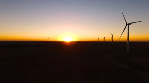 Wind Turbines at Sunset Stock-Footage 88473328