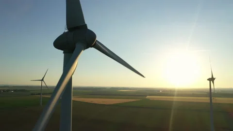 Wind turbines AT SUNSET Stock Footage 131171742