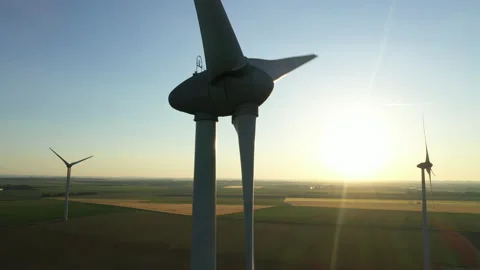 Wind turbines AT SUNSET Stock Footage 131171977