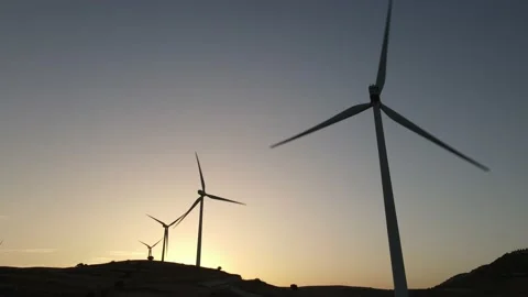 Wind Turbines at Sunset Video stock 149132755