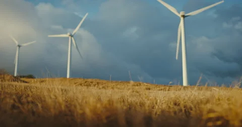 Wind Turbines at Sunset Stock Footage 150166276