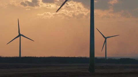 Wind Turbines at sunset Stock Footage 196293744
