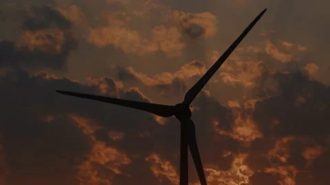 Wind Turbines at sunset Stock Footage 196293784