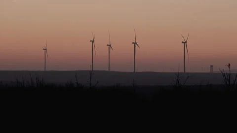 Wind Turbines at Sunset Stock Footage 282925723