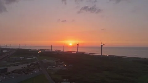 Wind Turbines at Sunset 스톡 동영상 320877697