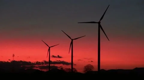Wind turbines in the sunsett Stock Footage 56848814