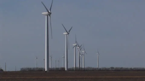 Wind turbines in Texas Stock Footage 25054842