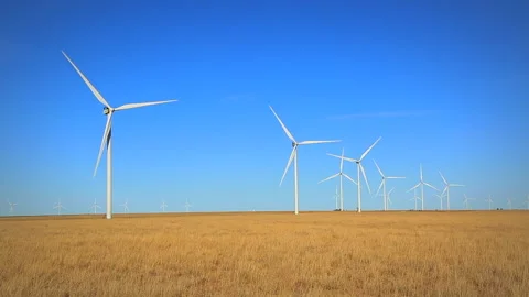 Wind Turbines in Texas Panhandle Stock Footage 131670079