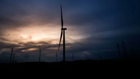 Wind turbines, time lapse Stock Footage 80583762