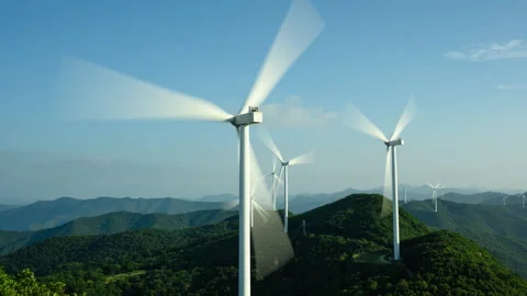 Wind Turbines Timelapse with Motion Blur 库存影片 341126204