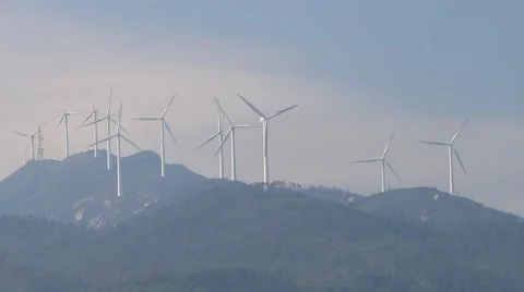Wind turbines on top of the hill Stock Footage 40048005