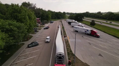 Wind turbines transportation. oversize load Stock Footage 247232866