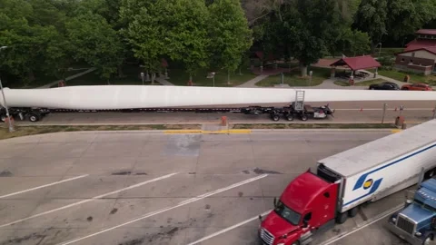 Wind turbines transportation. oversize load Stock Footage 247232867