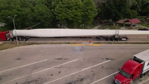 Wind turbines transportation. oversize load Stock Footage 247232869