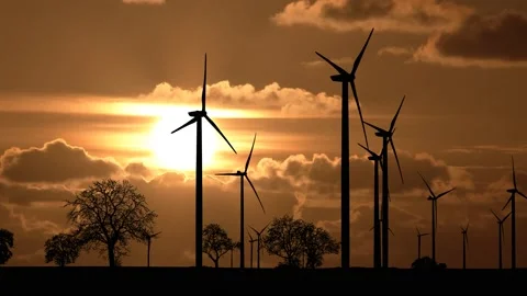 Wind Turbines Trees Silhouette Windmill Energy, Stock-Footage 237015740
