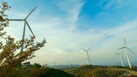 Wind turbines turning in the wind. 스톡 동영상 145345977