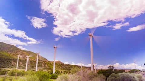Wind Turbines turning into the wind time lapse Stock Footage 56660636