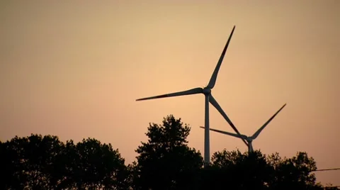 Wind Turbines Twin Stock Footage 8666565
