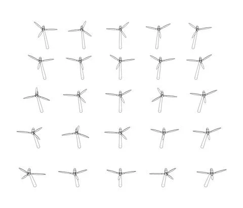 Wind turbines. Vector rendering of 3d Stock Illustration