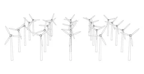 Wind turbines. Vector rendering of 3d 스톡 일러스트