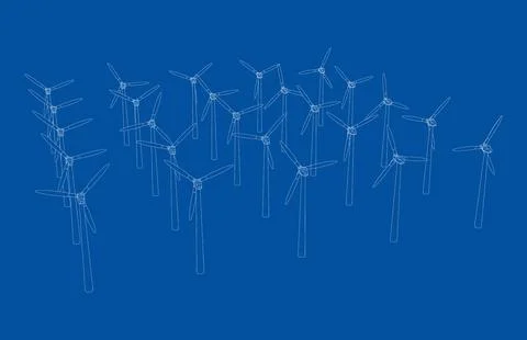Wind turbines. Vector rendering of 3d イラスト素材