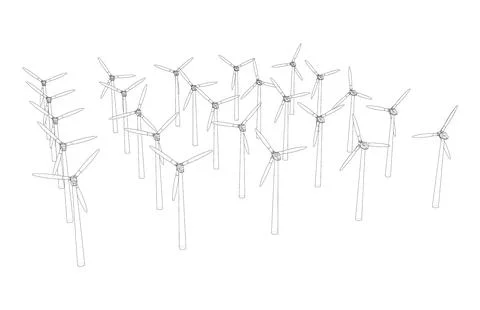 Wind turbines. Vector rendering of 3d 스톡 일러스트