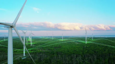 Wind Turbines VFX Animation Stock Footage 172594436