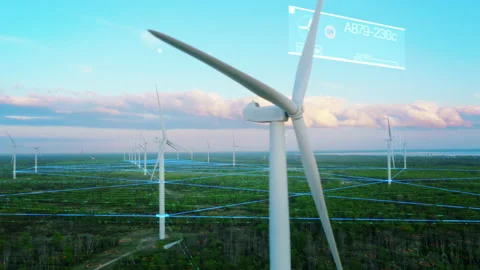Wind Turbines VFX Animation Stock Footage 172594477
