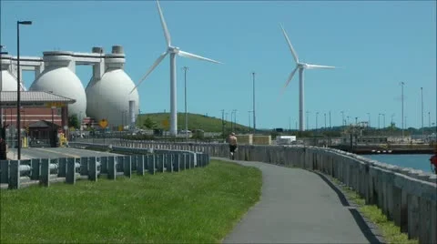 Wind Turbines, walkway Stock Footage 20544409