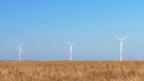 Wind turbines in wheat field Stock Footage 116050567