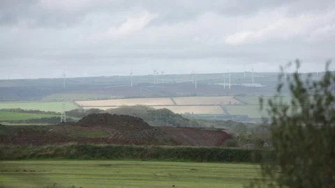 Wind turbines - Wind farm in England Stock Footage 80962859