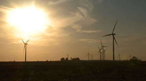 Wind Turbines on Wind Farm Stock Footage 32936627