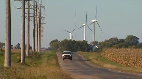 Wind Turbines on Wind Farm Stock Footage 32936728