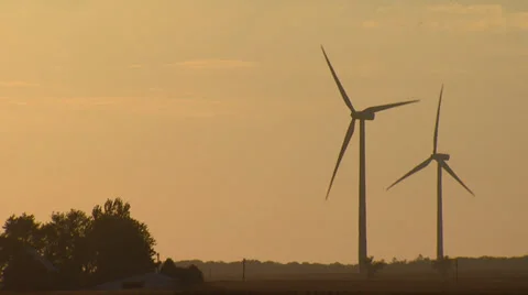 Wind Turbines on Wind Farm Stock Footage 32936879