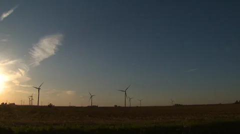Wind Turbines on Wind Farm Stock Footage 32936994
