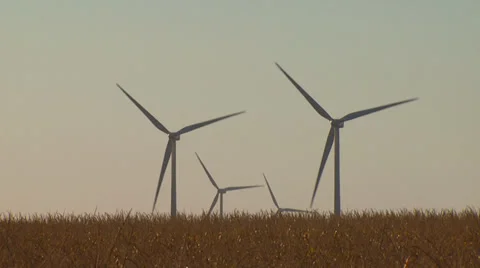 Wind Turbines on Wind Farm Stock Footage 32937015