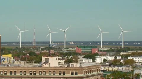 Wind turbines in wind farm Video stock 54592792